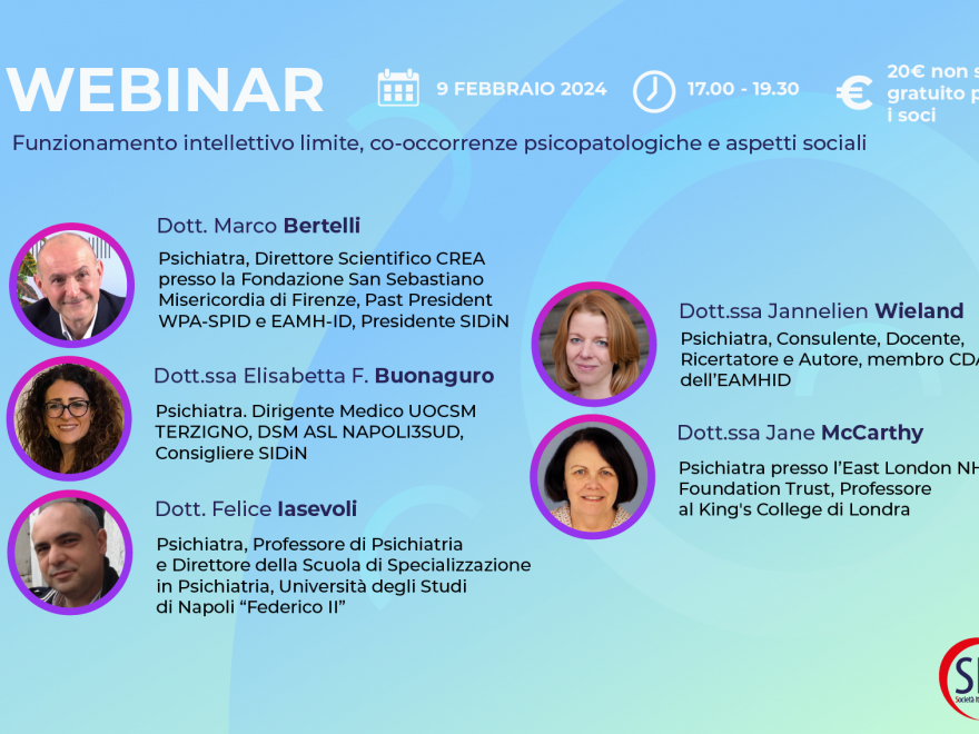 WEBINAR: Funzionamento Intellettivo Limite, Co-occorrenze Psicopatologiche E Aspetti Sociali